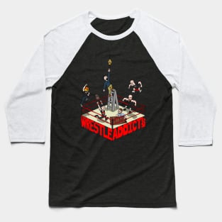 The Wrestle Addict Cartoon Tee Baseball T-Shirt